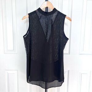 3/$30 Krisa Mock Neck Sleeveless Crepe Blouse